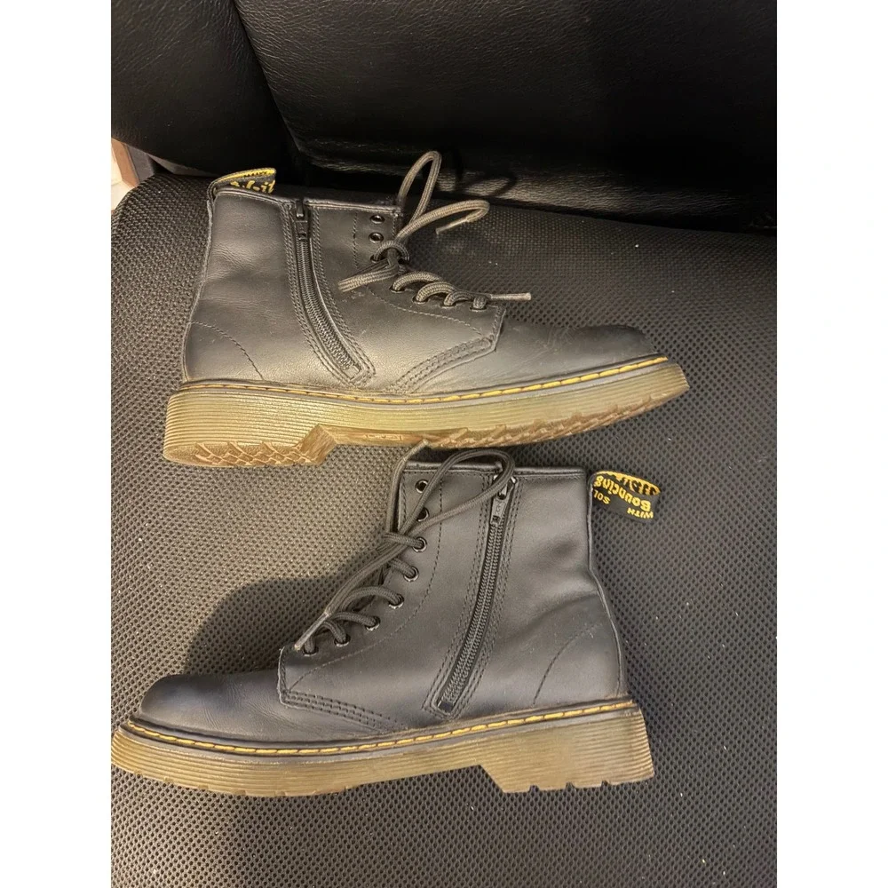 Dr. Martens 1460J Black Leather Zip Lace Up Ankle‎ Boots Kid's US 3 EU 34